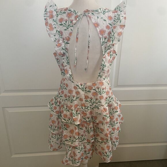 Petal And Pup Sleeveless Floral Eyelet Mini Dress Ruffle Tiered Size 12 - Picture 7 of 13